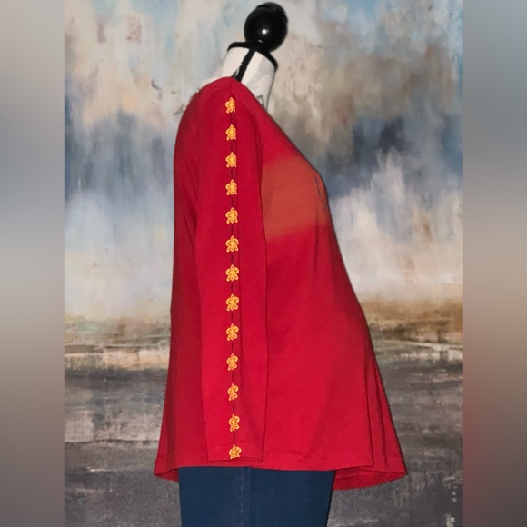 Vintage Y2K maternity collection, red graphic jersey knit top - Picture 2 of 12